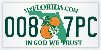 FL license plate 0087PC