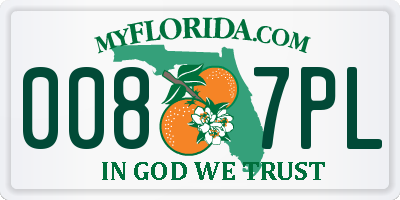 FL license plate 0087PL