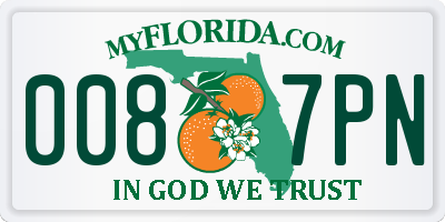 FL license plate 0087PN