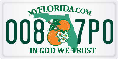 FL license plate 0087PO