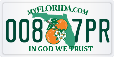 FL license plate 0087PR