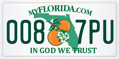 FL license plate 0087PU