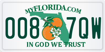 FL license plate 0087QW