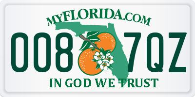 FL license plate 0087QZ