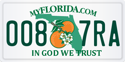 FL license plate 0087RA