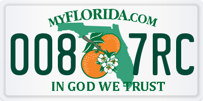 FL license plate 0087RC