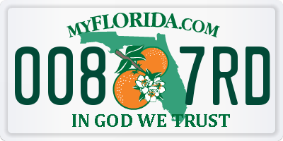 FL license plate 0087RD