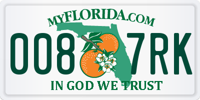 FL license plate 0087RK