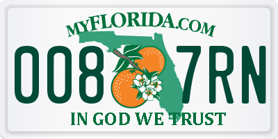 FL license plate 0087RN