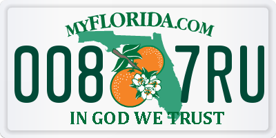 FL license plate 0087RU