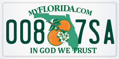 FL license plate 0087SA