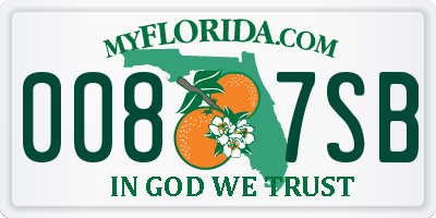 FL license plate 0087SB