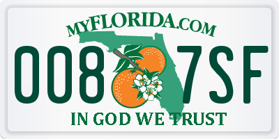 FL license plate 0087SF