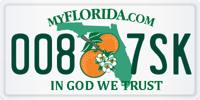 FL license plate 0087SK
