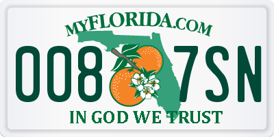 FL license plate 0087SN