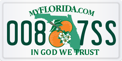 FL license plate 0087SS