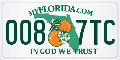 FL license plate 0087TC