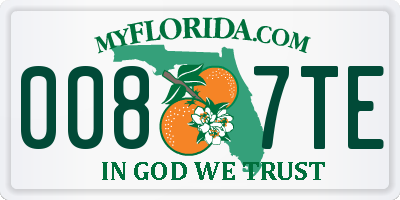 FL license plate 0087TE