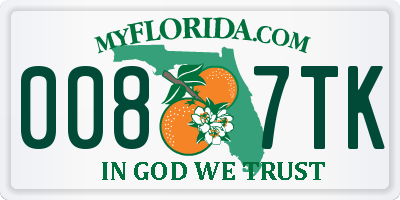 FL license plate 0087TK