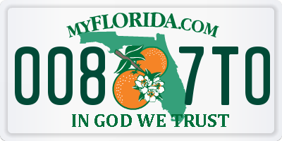FL license plate 0087TO