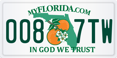FL license plate 0087TW