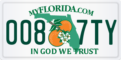 FL license plate 0087TY