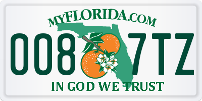 FL license plate 0087TZ