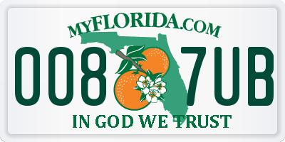 FL license plate 0087UB