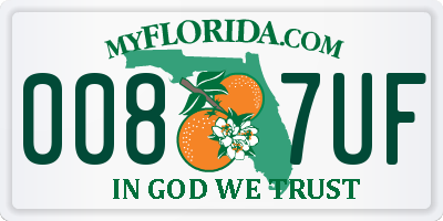 FL license plate 0087UF