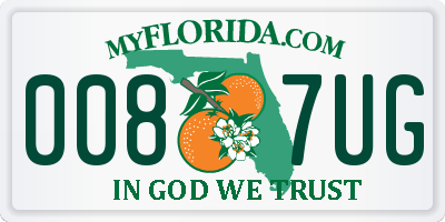 FL license plate 0087UG