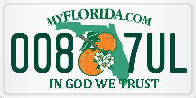 FL license plate 0087UL