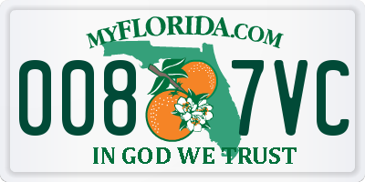 FL license plate 0087VC
