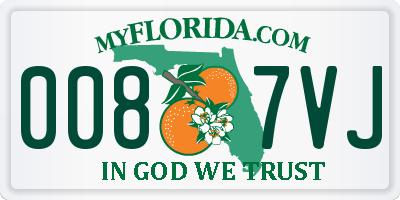 FL license plate 0087VJ
