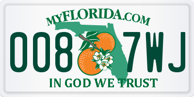 FL license plate 0087WJ