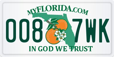 FL license plate 0087WK