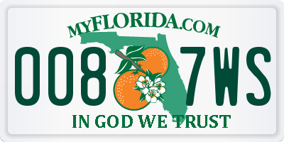 FL license plate 0087WS