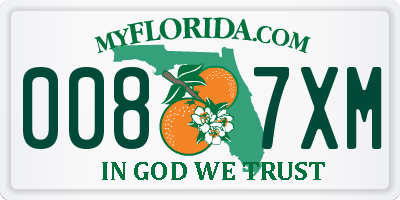 FL license plate 0087XM