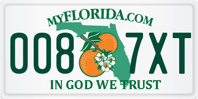 FL license plate 0087XT