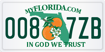 FL license plate 0087ZB