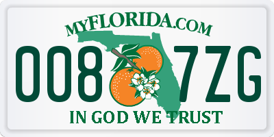 FL license plate 0087ZG