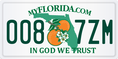 FL license plate 0087ZM
