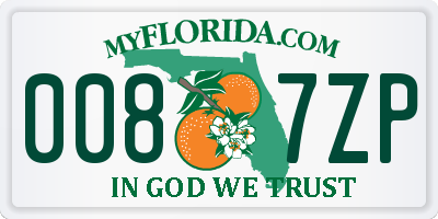 FL license plate 0087ZP