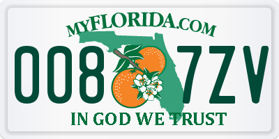 FL license plate 0087ZV