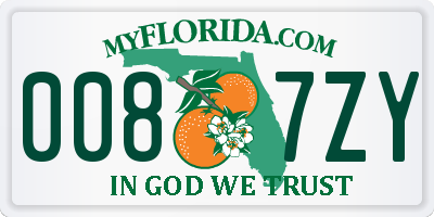 FL license plate 0087ZY