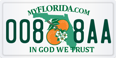 FL license plate 0088AA