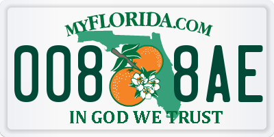 FL license plate 0088AE