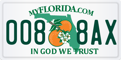 FL license plate 0088AX