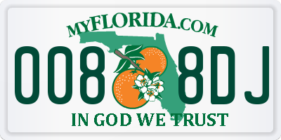 FL license plate 0088DJ