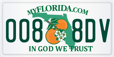 FL license plate 0088DV