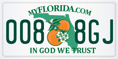 FL license plate 0088GJ